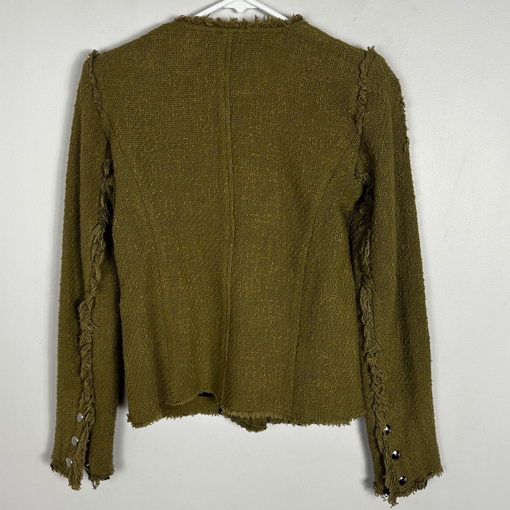 IRO Paris Agnette Jacket Green Womens Size 34 French US Sz 2 Full Zip Cotton‎ XS - Picture 10 of 11